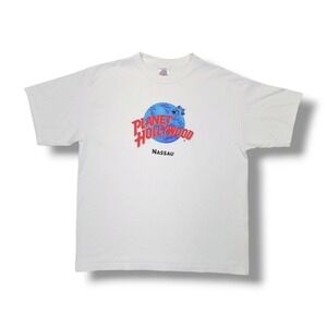 Vintage Planet Hollywood Nassau Short Sleeve Made USA White T-Shirt‎ Men's XL